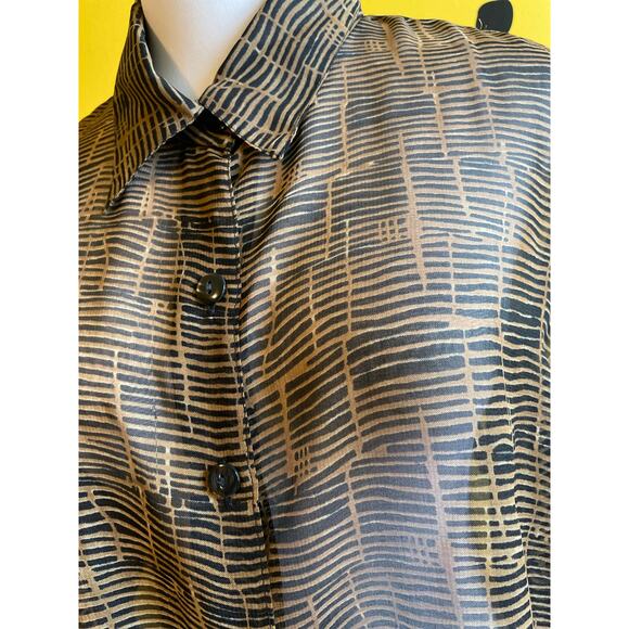 Brown Abstract Sheer Blouse | Prianica's Collection | Safari Vibes Retro Chic - Picture 3 of 8